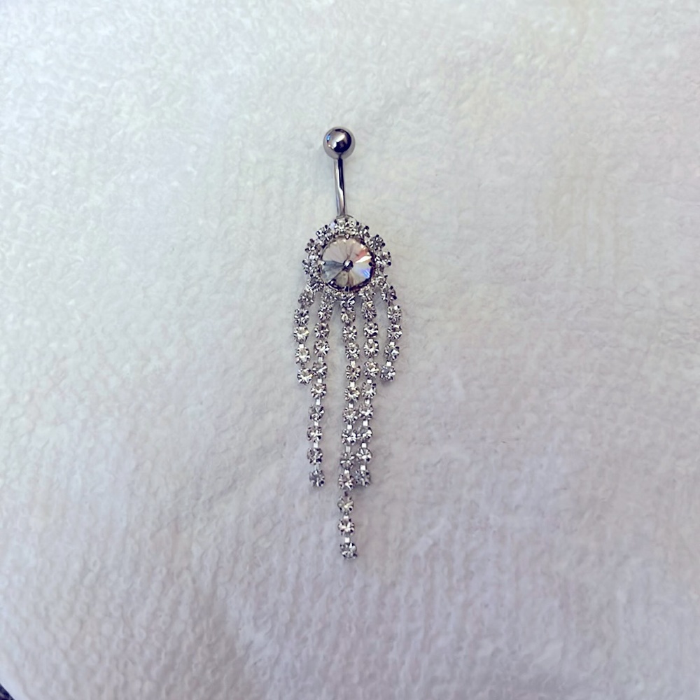 Chandelier rhinestone belly ring